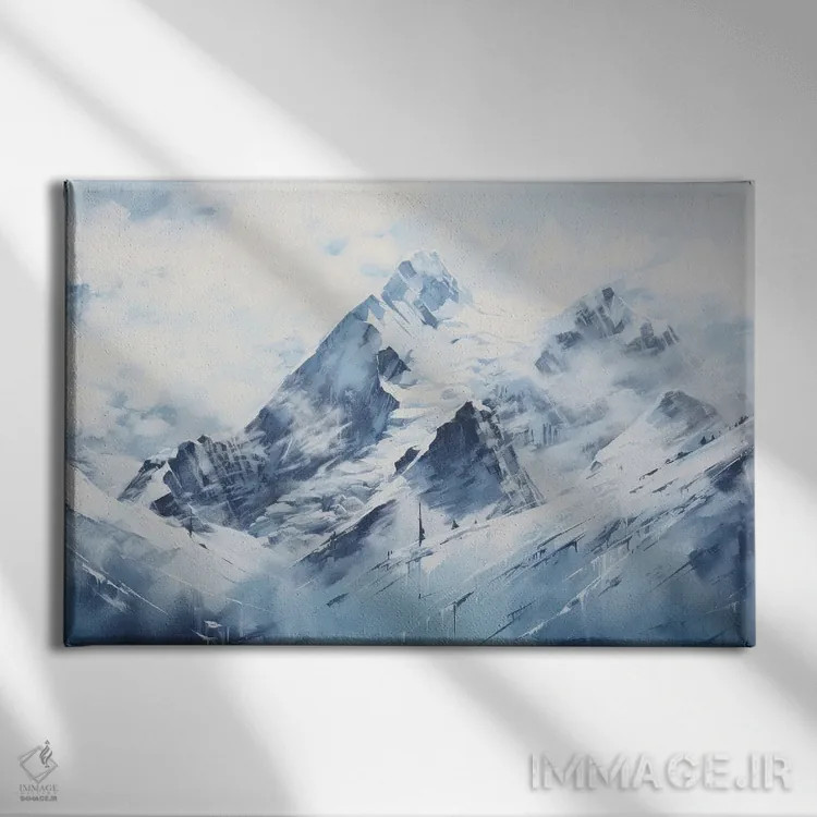 تابلو کوههای آبی (آبرنگ) اثر آنا اوز - نمای روبهرو روی دیوار