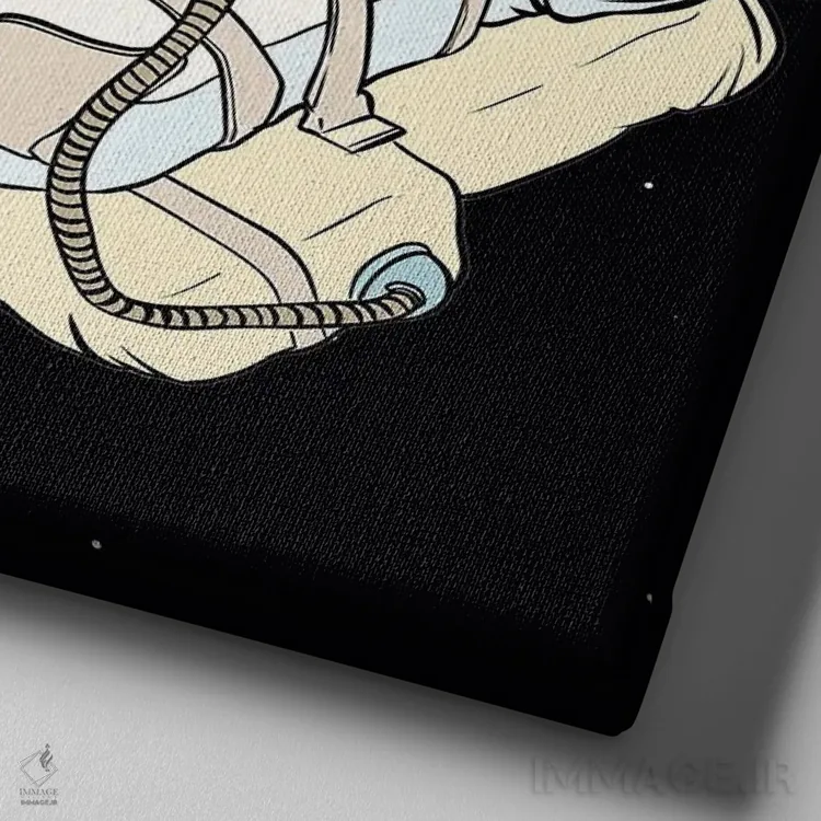 تابلو فضانورد در حال استراحت اثر آرت میرانو - نمای نزدیک بافت بوم