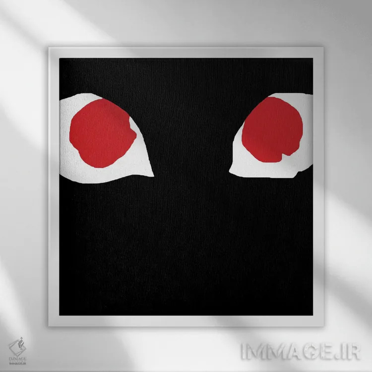 تابلو چشمهای قرمز اثر آرت میرانو - نمای قابدار سفید