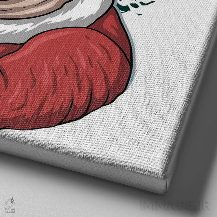 تابلو سگ پاگ با لباس شبیه آبجو (0%) (لباس فانتزی) اثر آرت میرانو - نمای نزدیک بافت بوم