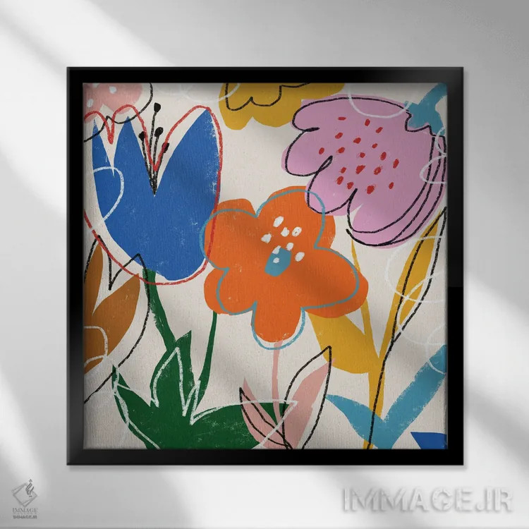 تابلو گل آبستره میرانوی هشتاد و هشت (LXXXVIII) اثر آرت میرانو - نمای قابدار مشکی