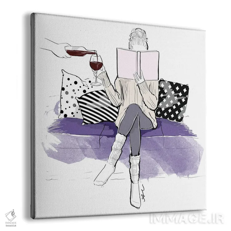 تابلو شراب و کتاب اثر آلیسون پِتری - نمای پرسپکتیو محصول