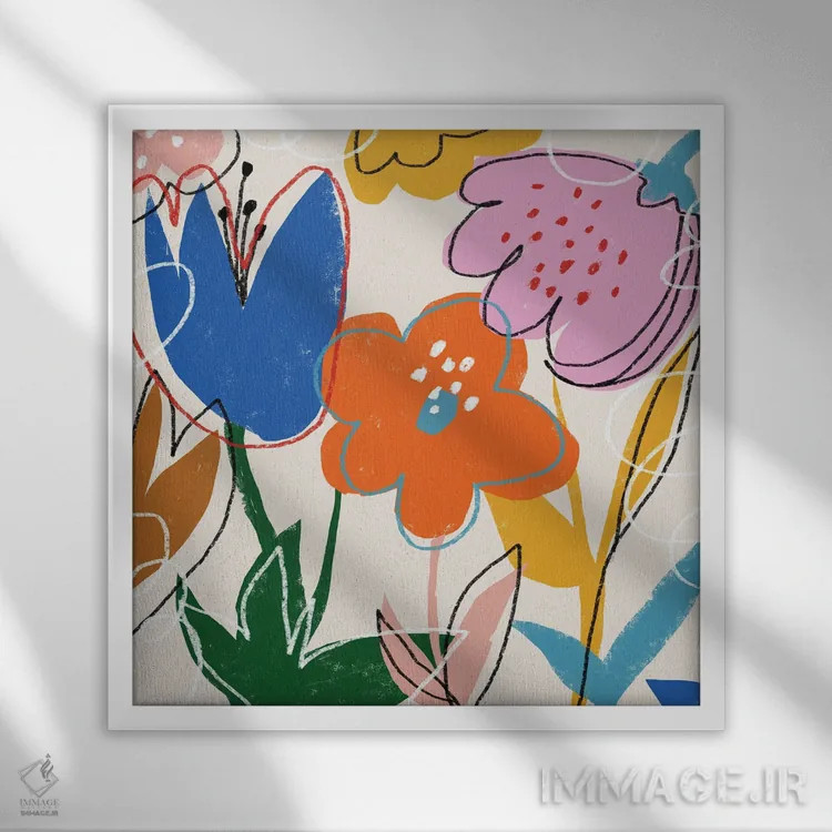 تابلو گل آبستره میرانوی هشتاد و هشت (LXXXVIII) اثر آرت میرانو - نمای قابدار سفید