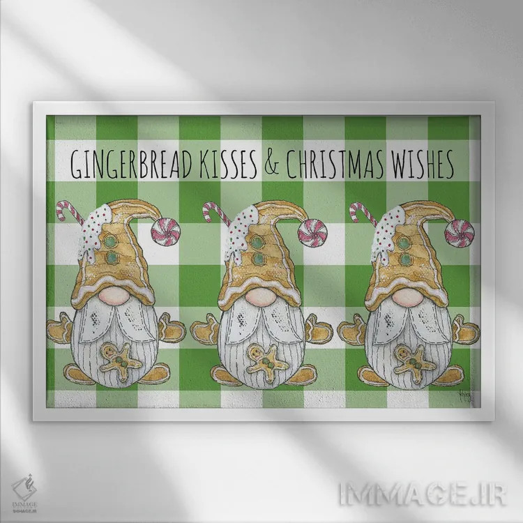 تابلو بوسههای نان زنجبیلی اثر اشلی بردلی - نمای قابدار سفید