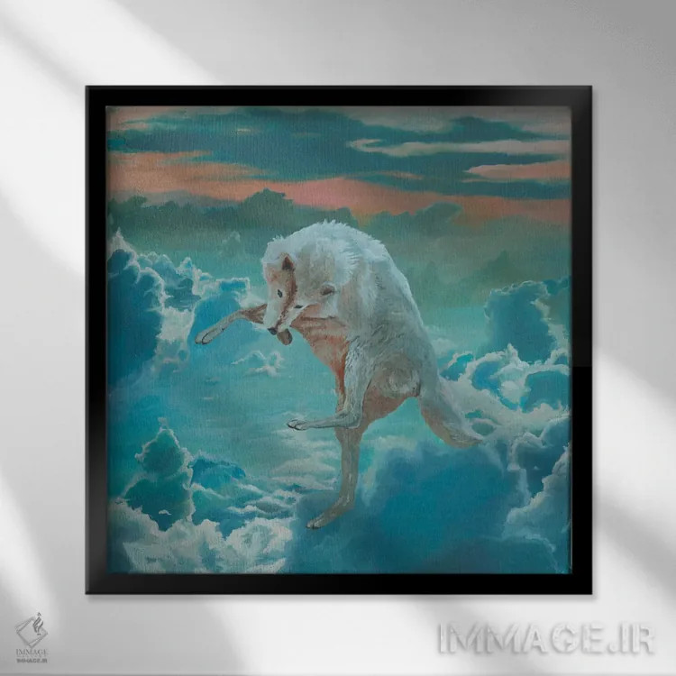تابلو گرگ پرنده اثر آرتور ریو - نمای قابدار مشکی