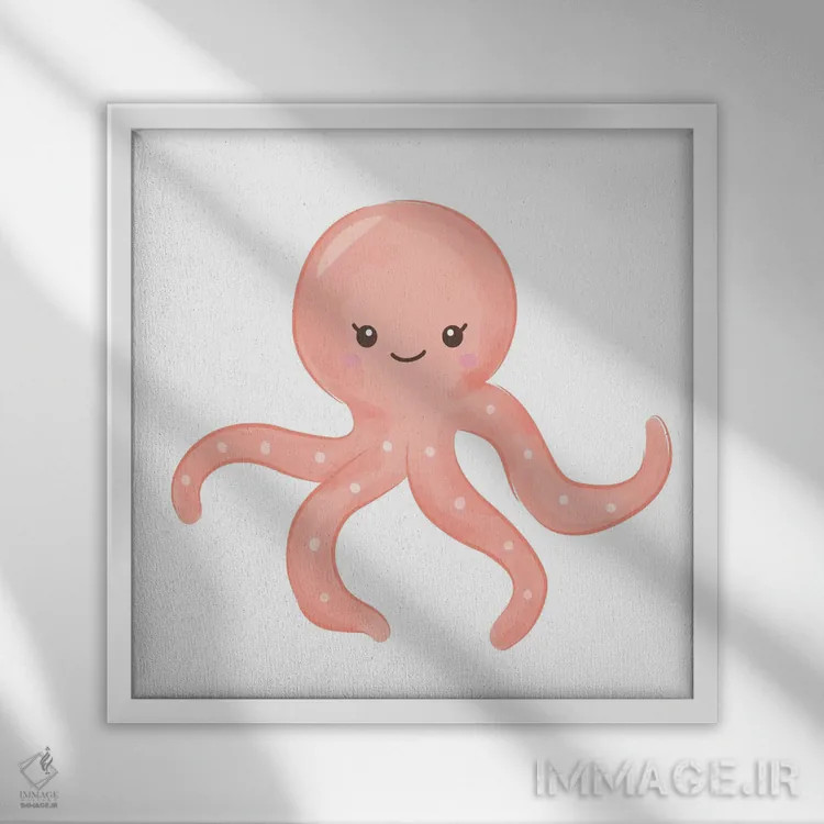 تابلو موجودات دریایی بامزه اثر آرت میرانو - نمای قابدار سفید