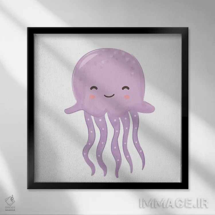 تابلو موجودات دریایی بامزه اثر آرت میرانو - نمای قابدار مشکی