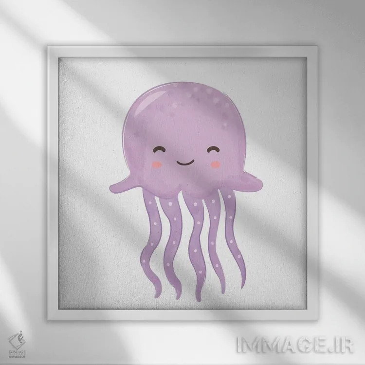 تابلو موجودات دریایی بامزه اثر آرت میرانو - نمای قابدار سفید