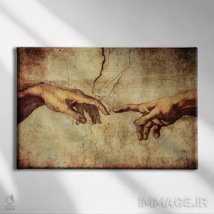 تابلو Michelangelo's Frescoes,آفرینش آدم، نقاشیهای میکل آنژ (هنر کلاسیک) اثر آدریان ویریو - نمای روبهرو روی دیوار