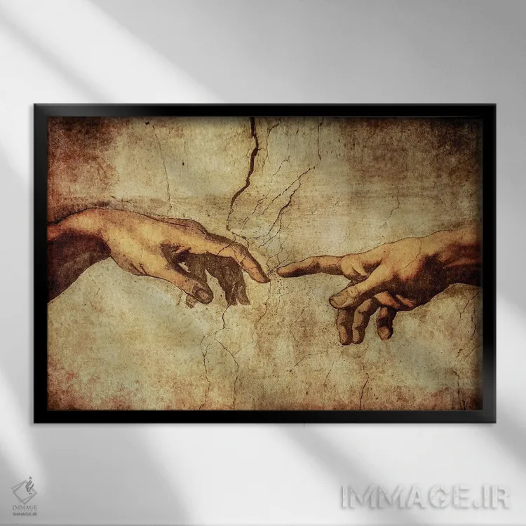 تابلو Michelangelo's Frescoes,آفرینش آدم، نقاشیهای میکل آنژ (هنر کلاسیک) اثر آدریان ویریو - نمای قابدار مشکی