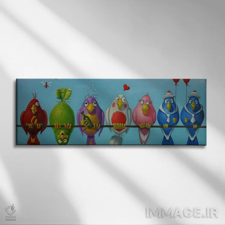تابلو پرندگان خوششانس اثر فرانک وارمدام - نمای روبهرو روی دیوار