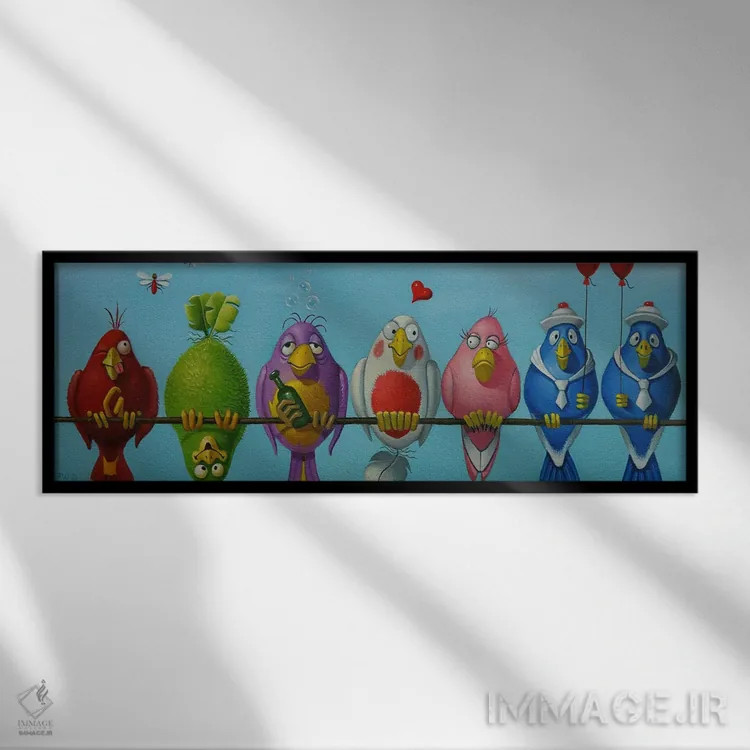 تابلو پرندگان خوششانس اثر فرانک وارمدام - نمای قابدار مشکی