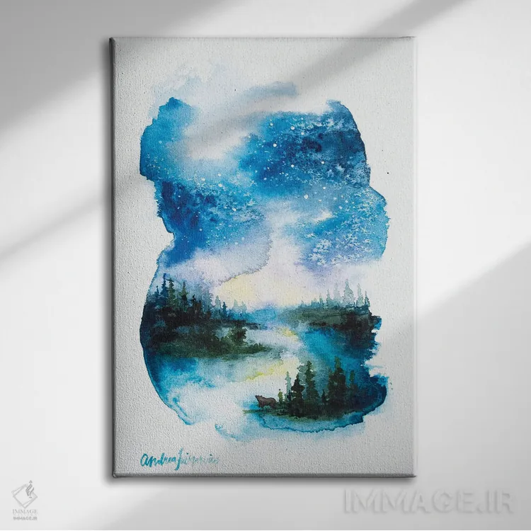 تابلو انعکاسهای شبانه اثر آندریا فِیرفرویس - نمای روبهرو روی دیوار