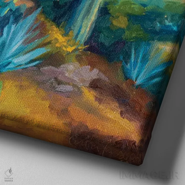 تابلو تپههای دوردست اثر آندریا فِیرفرویس - نمای نزدیک بافت بوم