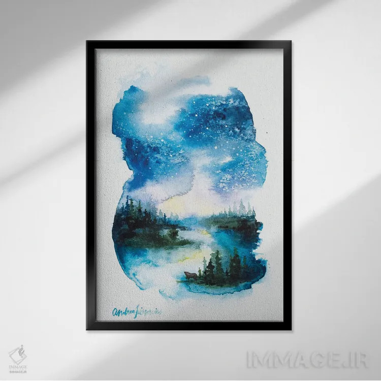 تابلو انعکاسهای شبانه اثر آندریا فِیرفرویس - نمای قابدار مشکی