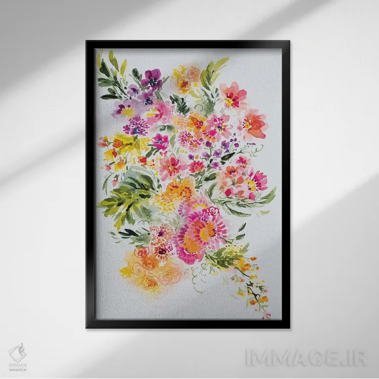 تابلو گلهای بازیگوش اثر آندریا فِیرفرویس - نمای قابدار مشکی