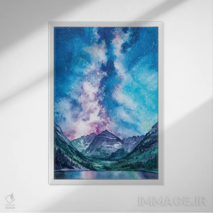 تابلو کهکشان راه شیری بر فراز مارون بلز اثر آندریا فِیرفرویس - نمای قابدار سفید