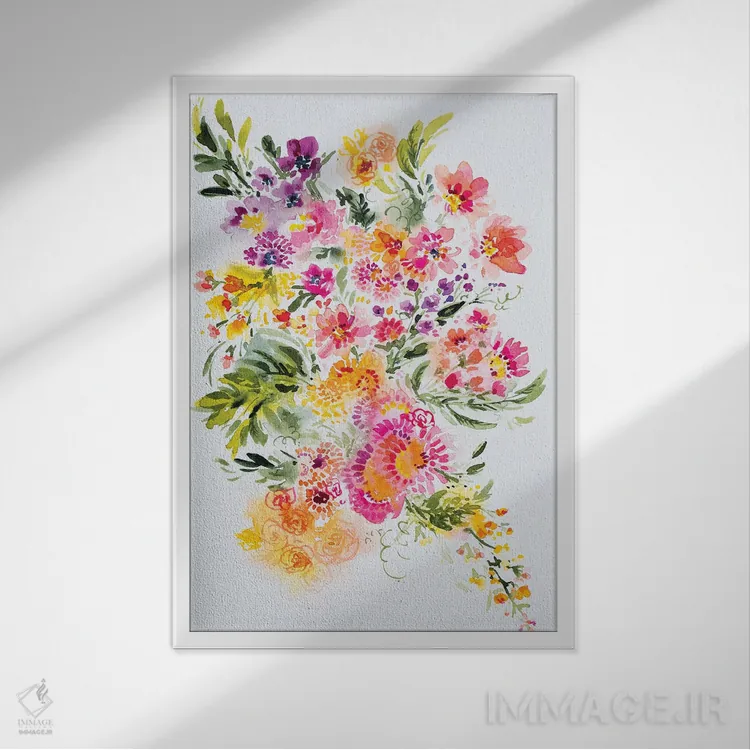 تابلو گلهای بازیگوش اثر آندریا فِیرفرویس - نمای قابدار سفید