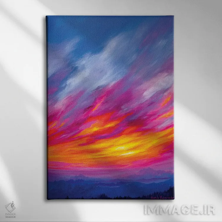 تابلو لایههای بنفش اثر آندریا فِیرفرویس - نمای روبهرو روی دیوار