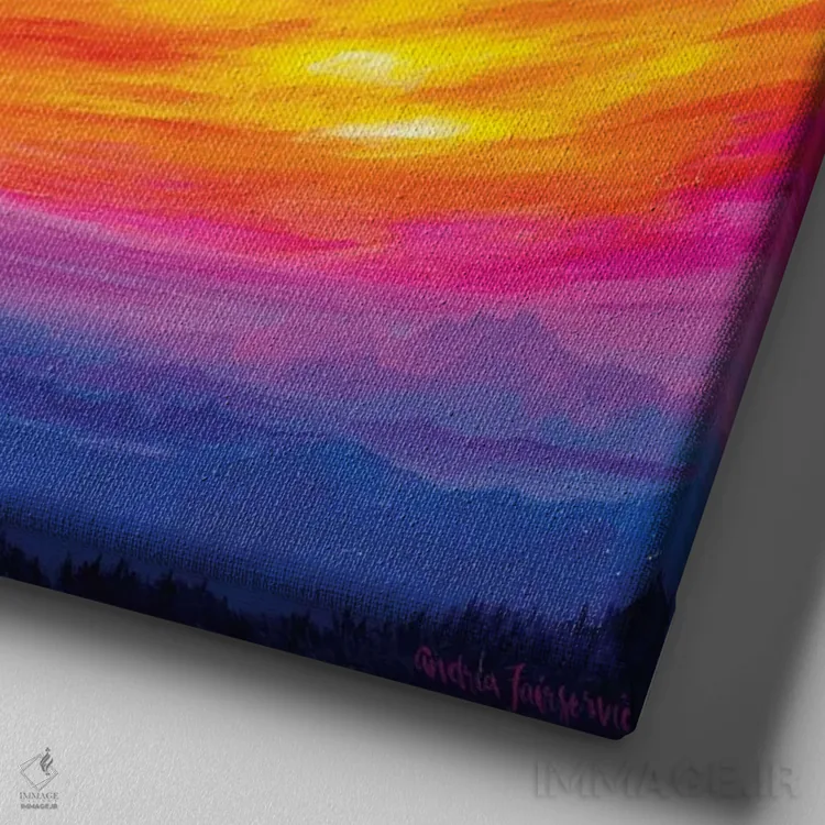 تابلو لایههای بنفش اثر آندریا فِیرفرویس - نمای نزدیک بافت بوم