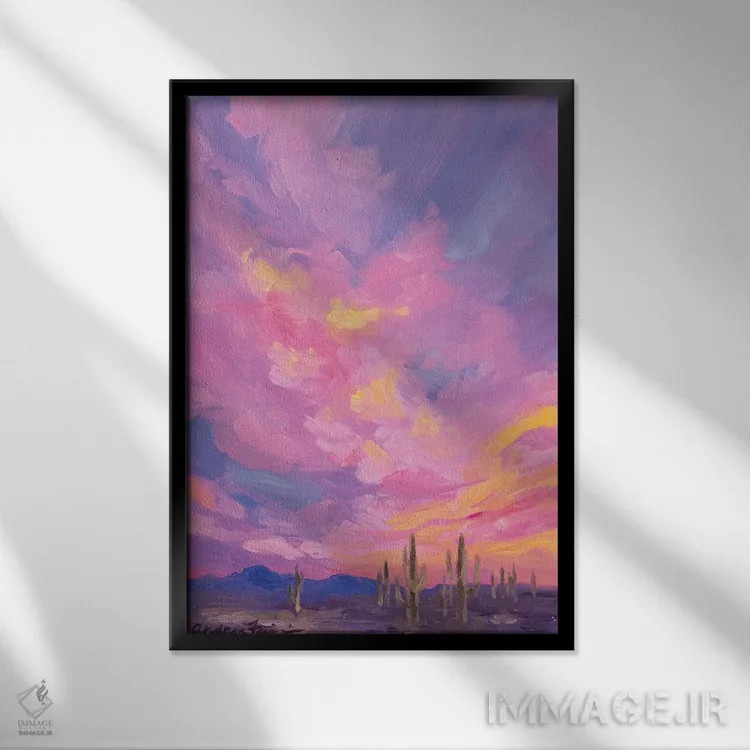 تابلو ساعت جادویی ساگوارو (کاکتوس ساگوارو) اثر آندریا فِیرفرویس - نمای قابدار مشکی