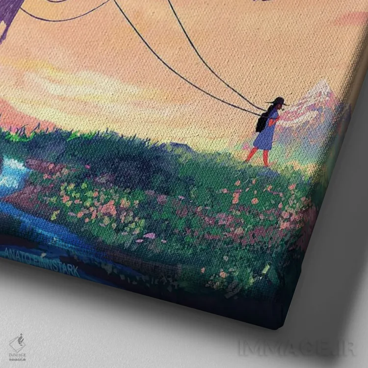 تابلو خانه متحرک اثر اناتو فینستارک - نمای نزدیک بافت بوم