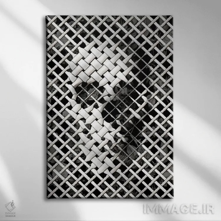 تابلو حصیر اثر علی گولچ - نمای روبهرو روی دیوار