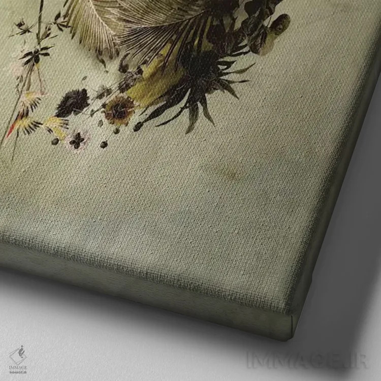 تابلو جمجمه باغی روشن اثر علی گولچ - نمای نزدیک بافت بوم