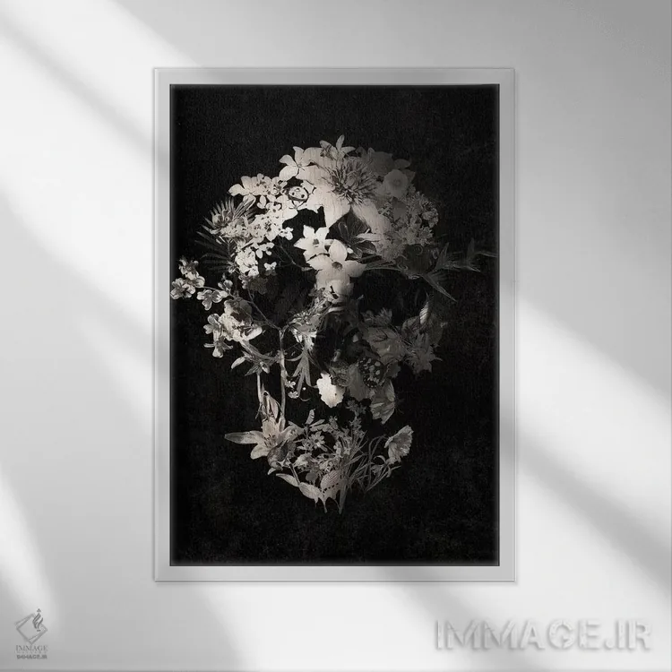 تابلو جمجمه بهاری اثر علی گولچ - نمای قابدار سفید