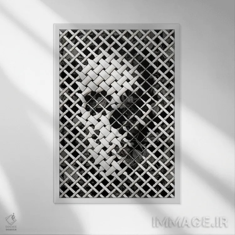 تابلو حصیر اثر علی گولچ - نمای قابدار سفید