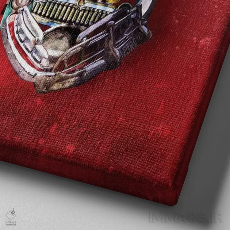 تابلو جمجمه هاتراد نمای روبرو اثر علی گولچ - نمای نزدیک بافت بوم