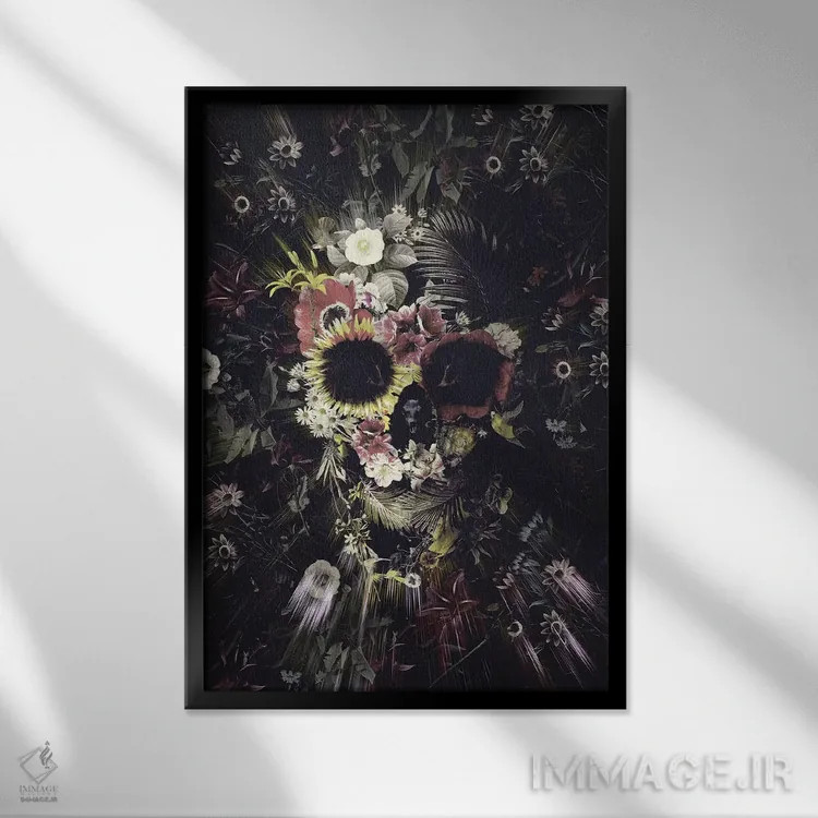 تابلو جمجمه باغی اثر علی گولچ - نمای قابدار مشکی