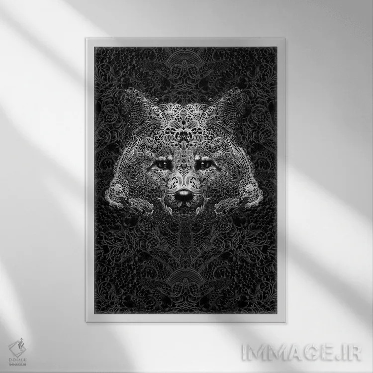 تابلو روباه اثر علی گولچ - نمای قابدار سفید