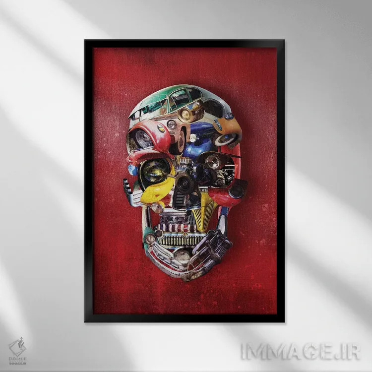 تابلو جمجمه هاتراد نمای روبرو اثر علی گولچ - نمای قابدار مشکی