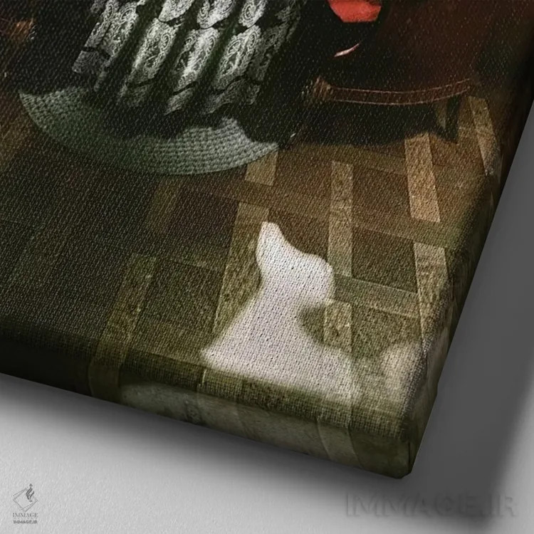 تابلو جمجمه اتاق اثر علی گولچ - نمای نزدیک بافت بوم