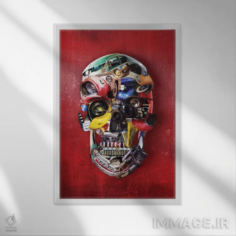 تابلو جمجمه هاتراد نمای روبرو اثر علی گولچ - نمای قابدار سفید