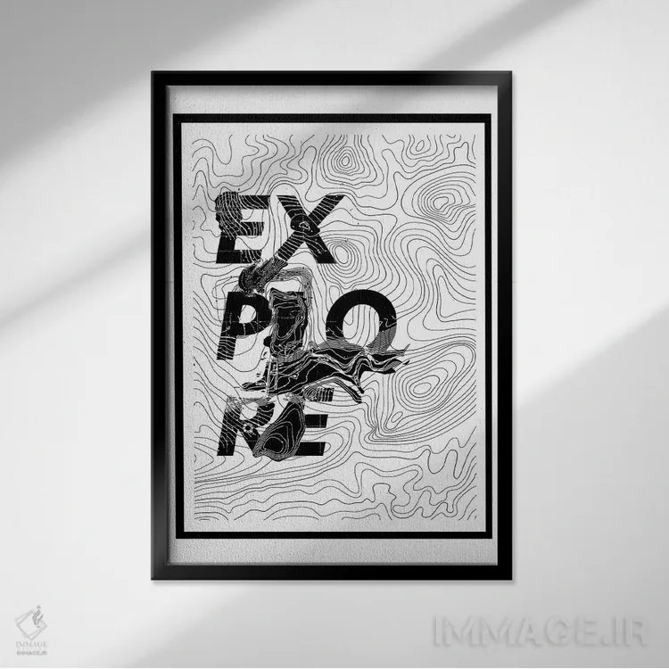 تابلو نقشه کاوش اثر علی گولچ - نمای قابدار مشکی