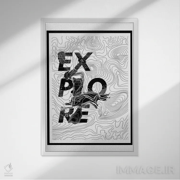 تابلو نقشه کاوش اثر علی گولچ - نمای قابدار سفید