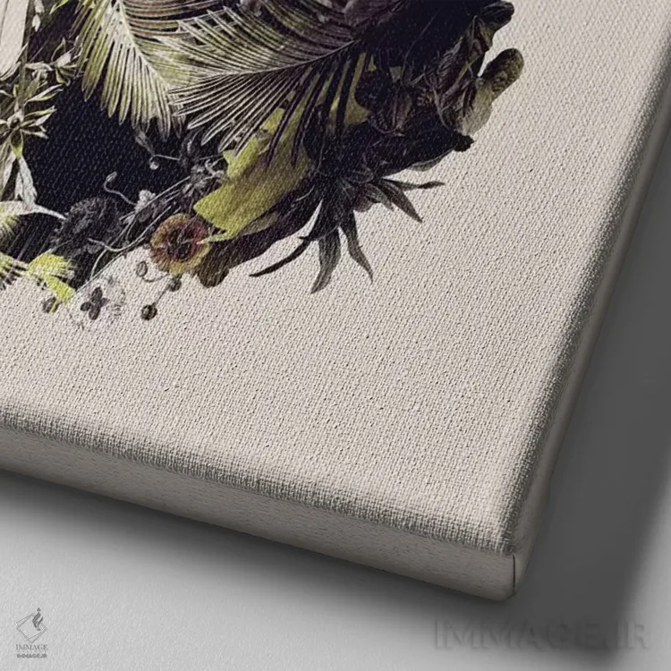 تابلو جمجمه باغی بژ اثر علی گولچ - نمای نزدیک بافت بوم