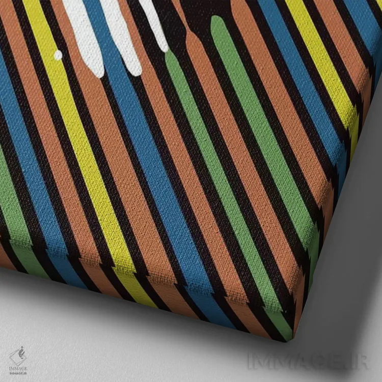 تابلو پرتره جمجمه خطدار اثر علی گولچ - نمای نزدیک بافت بوم