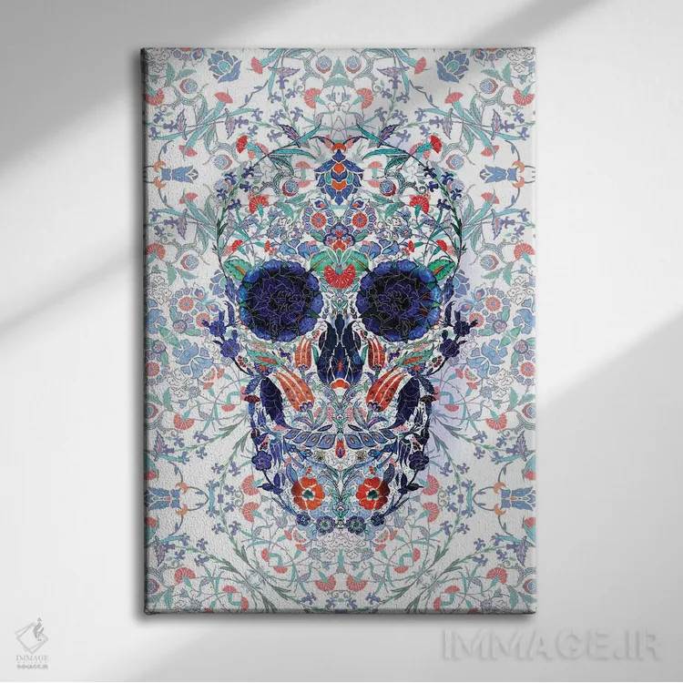 تابلو پرتره جمجمه چینی اثر علی گولچ - نمای روبهرو روی دیوار