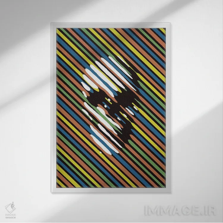 تابلو پرتره جمجمه خطدار اثر علی گولچ - نمای قابدار سفید