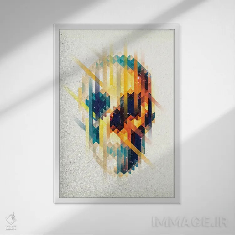 تابلو پرتره جمجمه لاوا اثر علی گولچ - نمای قابدار سفید