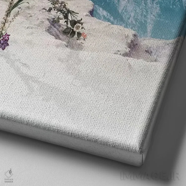 تابلو اسب گلدار اثر علی گولچ - نمای نزدیک بافت بوم