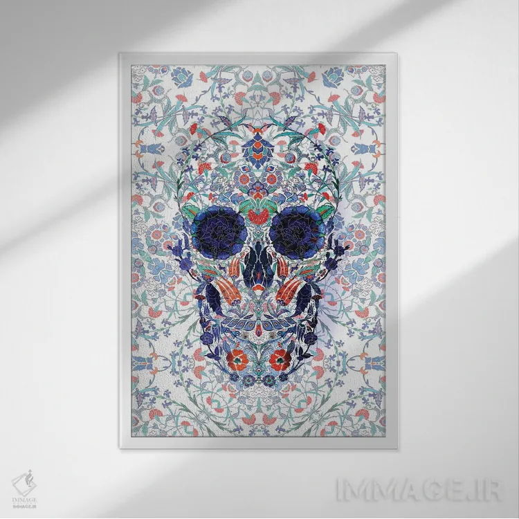 تابلو پرتره جمجمه چینی اثر علی گولچ - نمای قابدار سفید