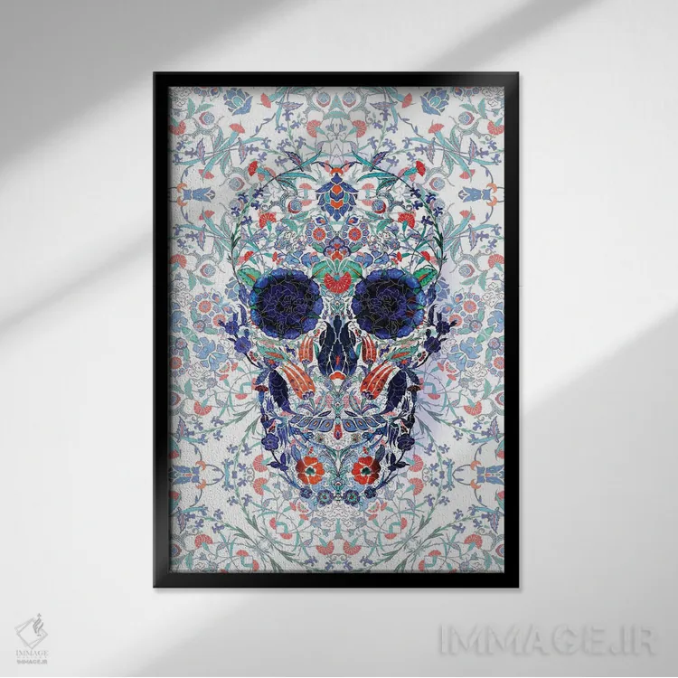 تابلو پرتره جمجمه چینی اثر علی گولچ - نمای قابدار مشکی