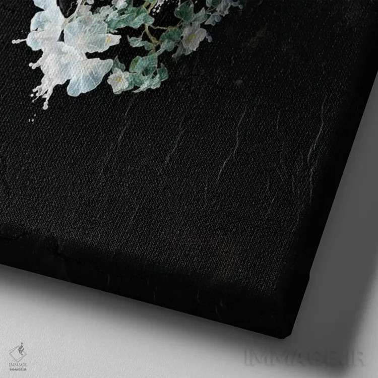 تابلو پاشش شکوفهها اثر علی گولچ - نمای نزدیک بافت بوم