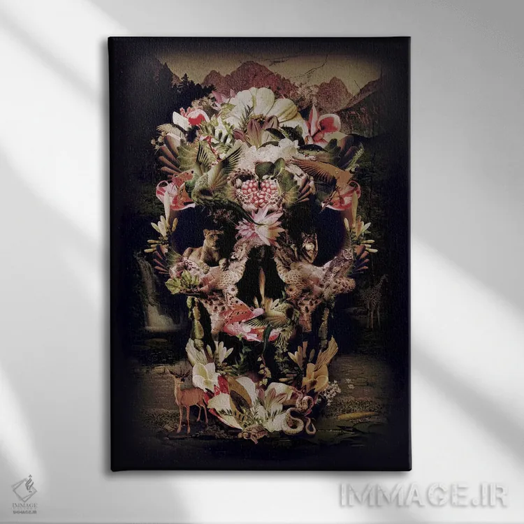 تابلو جمجمه جنگلی اثر علی گولچ - نمای روبهرو روی دیوار