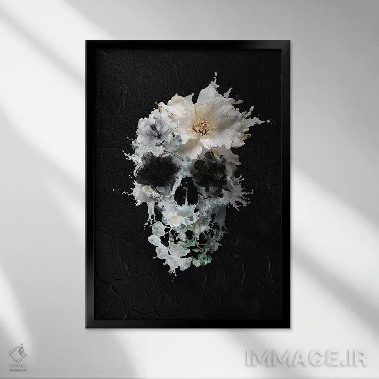 تابلو پاشش شکوفهها اثر علی گولچ - نمای قابدار مشکی