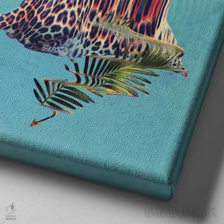 تابلو پلنگ خالدار (جگوار) اثر علی گولچ - نمای نزدیک بافت بوم